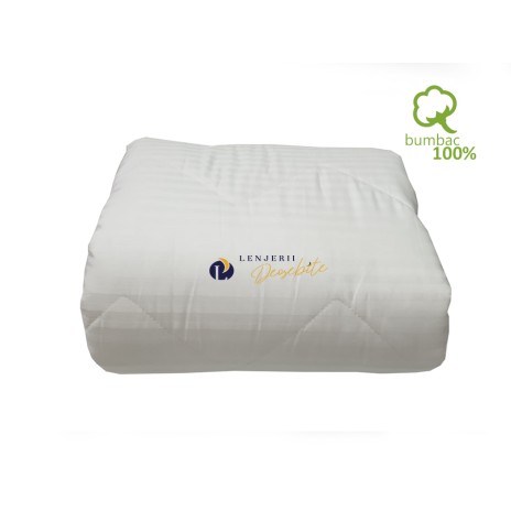 Pilota iarna 200x215cm Ralex Pucioasa, fata si umplutura bumbac 100%, culoare alba, fabricata in Romania