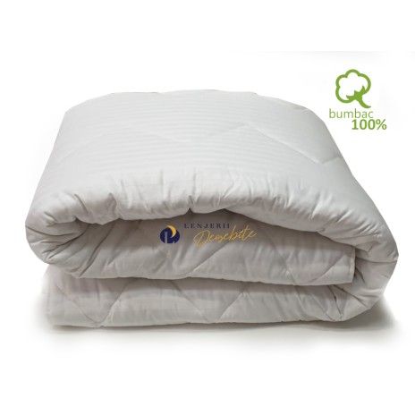 Pilota iarna 200x215cm Ralex Pucioasa, fata si umplutura bumbac 100%, culoare alba, fabricata in Romania
