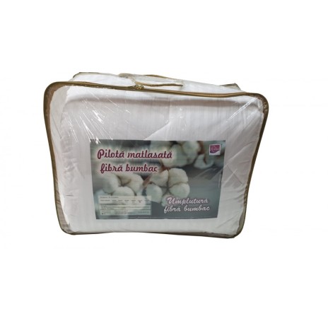 Pilota iarna 200x215cm Ralex Pucioasa, fata si umplutura bumbac 100%, culoare alba, fabricata in Romania