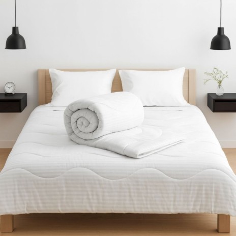 Pilota iarna antialergica pat dublu Deluxe Pucioasa alba 200x220 cm