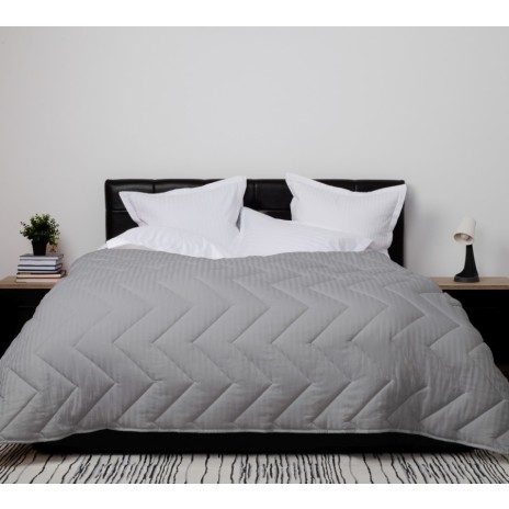 Pilota gri deschis lana 100% naturala Pucioasa 200x215 cm, fata damasc, confort si caldura pentru noptile reci de iarna