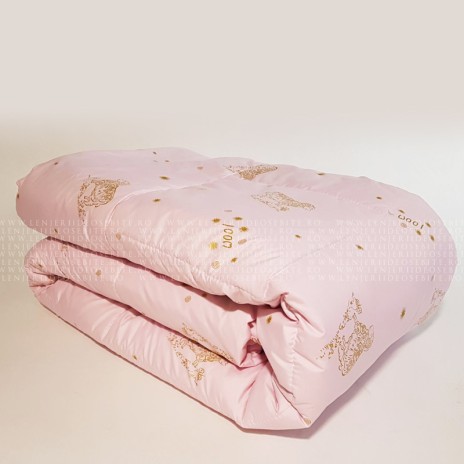 Pilota lână 100% naturală Ralex Pucioasa roz cu imprimeu, dimensiune 200x220 cm, umplutură 400g/m²