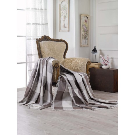 Pled subtire 180 x 230 cm, bumbac 100%, Enlora Home, Dama Brown