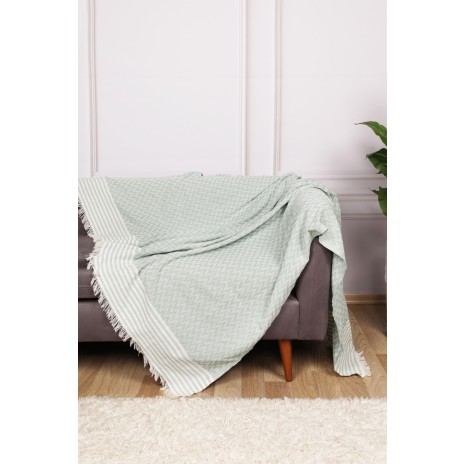 Pled subtire bumbac 100%, 170x210cm, No7 Green