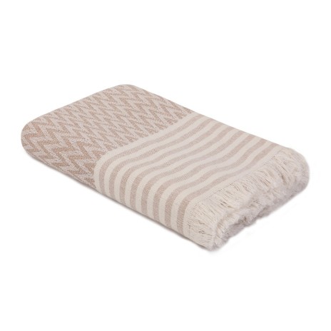 Pled subtire bumbac 100%, 170x210cm, No7 White Light Brown