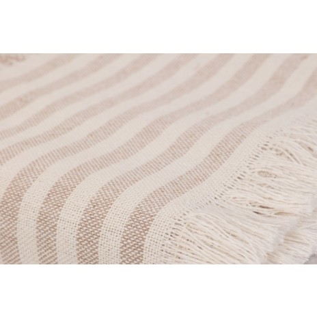 Pled subtire bumbac 100%, 170x210cm, No7 White Light Brown