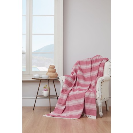 Pled subtire bumbac 100%, 190x220cm, Eponj Home,Karelidokuma Pink