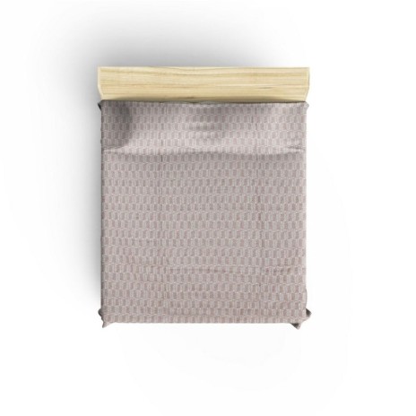 Pled Vizyon Bej 170x210cm cu model grafic și ciucuri din bumbac și poliester