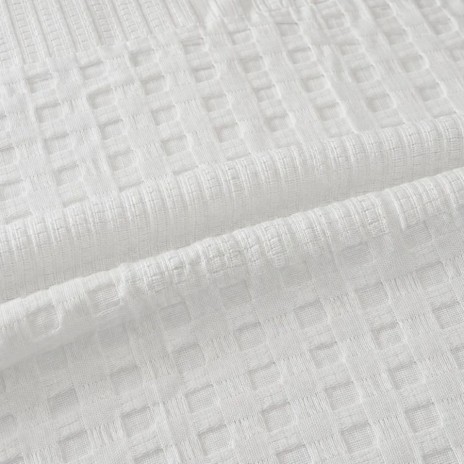 Pled waffle alb din bumbac 100%, 240x260 cm, cu textura gofrata geometrica
