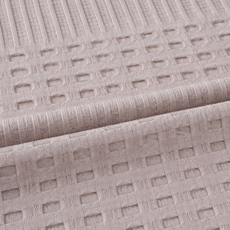 Pled waffle bej din bumbac 100%, 240x260 cm, cu textura gofrata geometrica