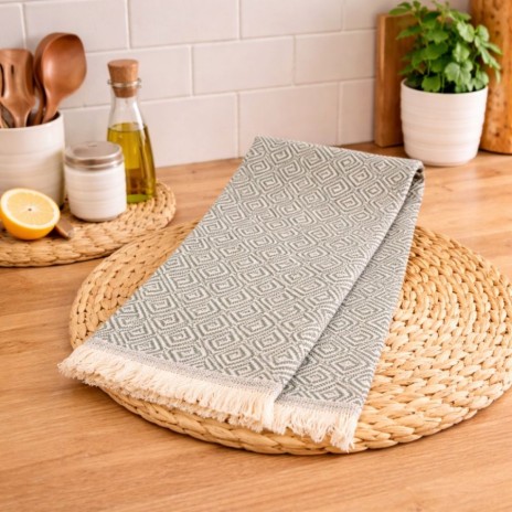 prosop bucatarie bumbac 100% peshtemal 30x50 cm colored verde jacquard