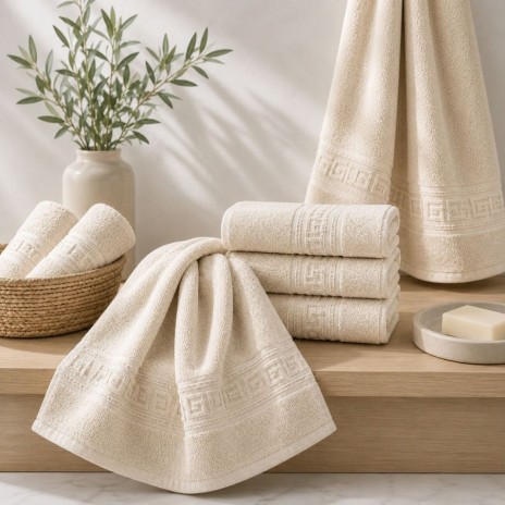 prosop crem bumbac 100 30x50 cm pentru maini cu bordura greceasca Ralex Pucioasa