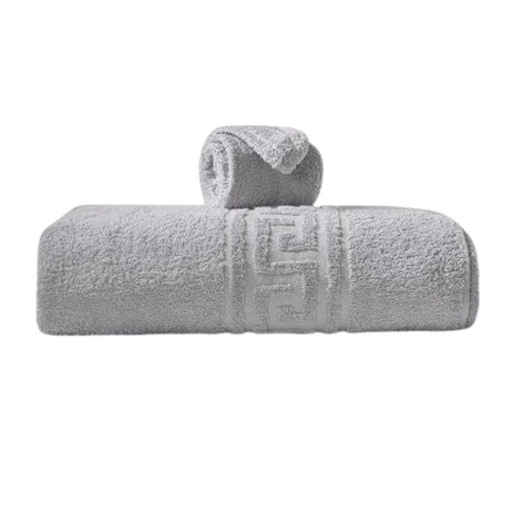 Prosop bumbac 100% gri cu bordura greceasca 30x50 cm