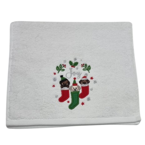 Prosop Craciun cu broderie 30x50cm, bumbac 100%, Catei Joy