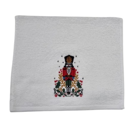 Prosop Craciun cu broderie 30x50cm, bumbac 100%, Spargator de Nuci