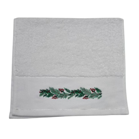 Prosop Craciun cu broderie 30x50cm, bumbac 100%, Crenguta de brad