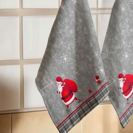 Prosop de bucatarie Craciun cu Mos Craciun si cadouri, Emory