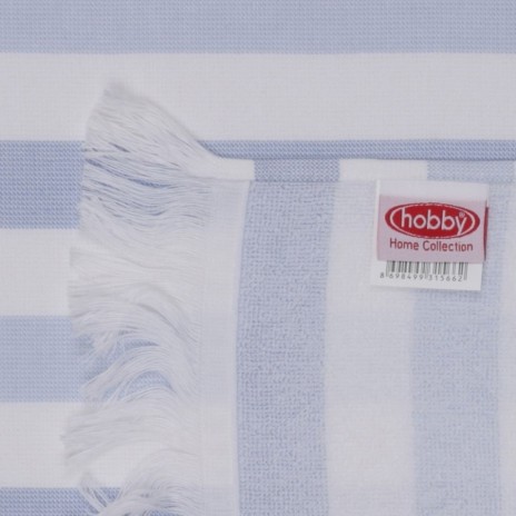 Set 2 prosoape de plaja cu franjuri bumbac 70x140 Stripe Bleu Hobby Home