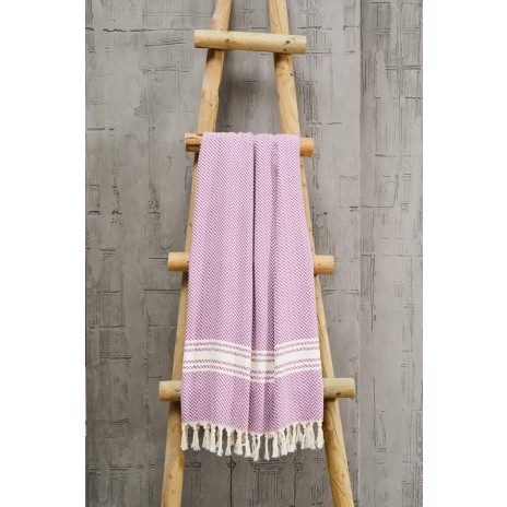 Prosop plaja cu franjuri, bumbac 100%, 100 X 180 cm, Basak Purple