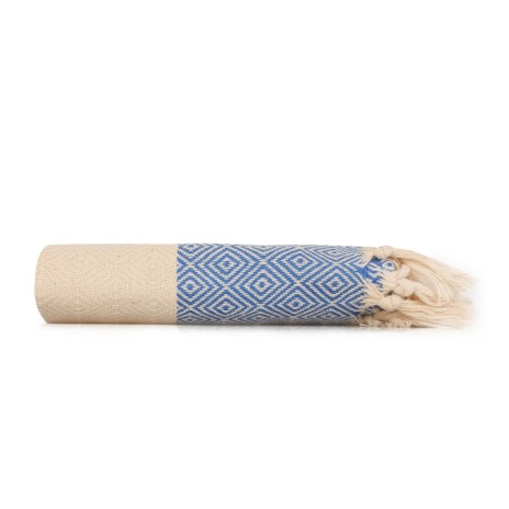 Prosop plaja cu franjuri, bumbac 100%, 100 X 180 cm, Ella Blue