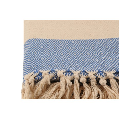 Prosop plaja cu franjuri, bumbac 100%, 100 X 180 cm, Ella Blue