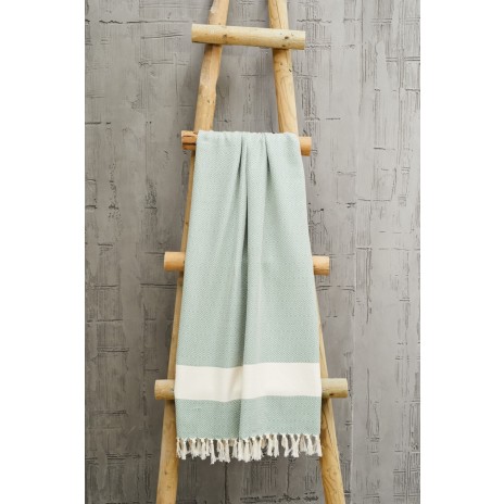 Prosop plaja cu franjuri, bumbac 100%, 100 X 180 cm, Ella Green