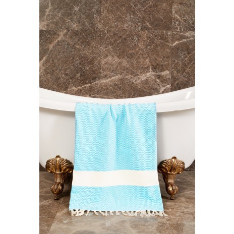 Prosop plaja cu franjuri, bumbac 100%, 100 X 180 cm, Ella Mint