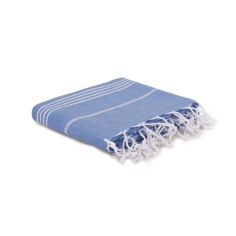 Prosop plaja cu franjuri, bumbac 100%, 100 X 180 cm, Sultan Blue