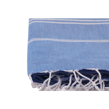 Prosop plaja cu franjuri, bumbac 100%, 100 X 180 cm, Sultan Blue