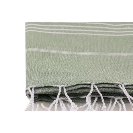 Prosop plaja cu franjuri, bumbac 100%, 100 X 180 cm, Sultan Green