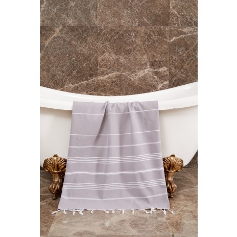Prosop plaja cu franjuri, bumbac 100%, 100 X 180 cm, Sultan Grey