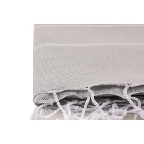 Prosop plaja cu franjuri, bumbac 100%, 100 X 180 cm, Sultan Grey