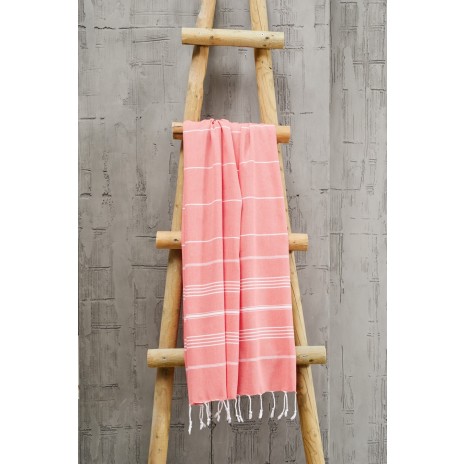 Prosop plaja cu franjuri, bumbac 100%, 100 X 180 cm, Sultan Red