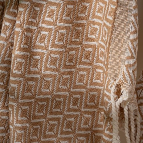Prosop plaja XXL bumbac 100%, 100x180 cm, bej cu franjuri, ultra absorbant și compact.
