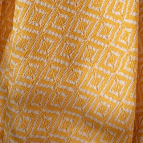 Prosop plaja XXL bumbac 100%, 100x180 cm, galben cu franjuri, ultra absorbant și compact.