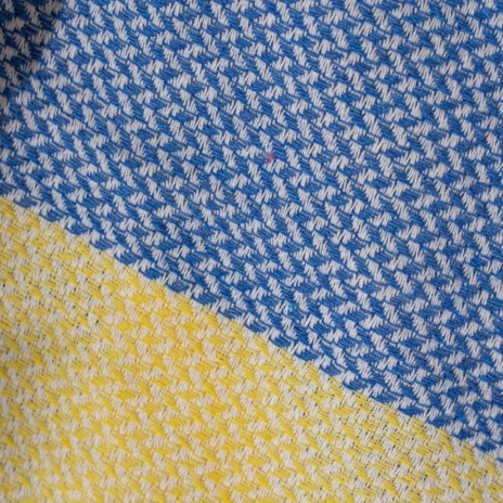 Prosop plajă XXL bumbac 100%, 100x180 cm, Galben/Albastru/Crem cu franjuri, ultra absorbant și compact