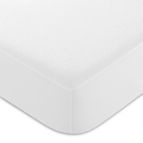 Protectie saltea frotir impermeabila alba 180x200 cm Deluxe Pucioasa cu laterale elastice