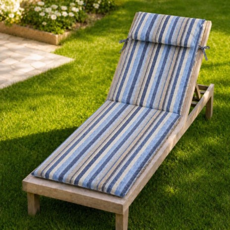 saltea sezlong gradina 60x190 cm pliabila albastru cu perna reglabila si husa detasabila Oxford