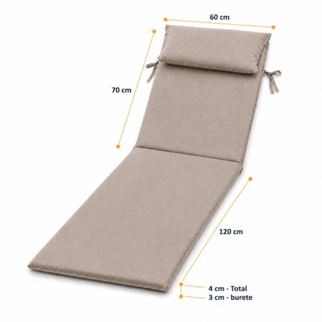 saltea sezlong gradina 60x190 cm pliabila cappuccino cu perna reglabila si husa detasabila Oxford