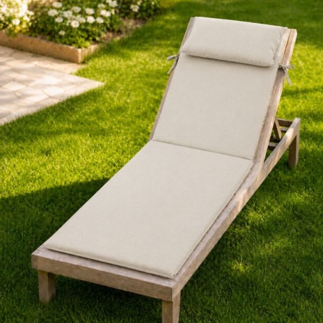 saltea sezlong gradina 60x190 cm pliabila crem cu perna reglabila si husa detasabila Oxford