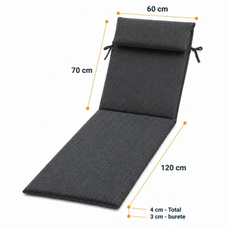 saltea sezlong gradina 60x190 cm pliabila gri melanj cu perna reglabila si husa detasabila Oxford