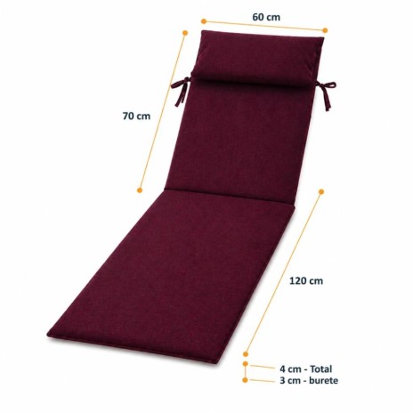 saltea sezlong gradina 60x190 cm pliabila burgundy cu perna reglabila si husa detasabila Oxford