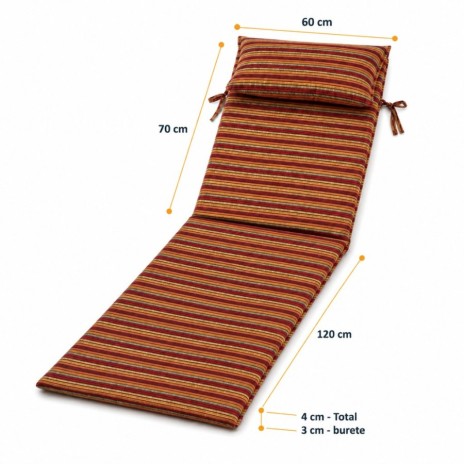 saltea sezlong gradina 60x190 cm pliabila multicolor cu perna reglabila si husa detasabila Oxford