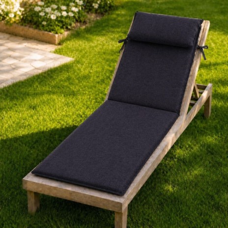 saltea sezlong gradina 60x190 cm pliabila negru cu perna reglabila si husa detasabila Oxford