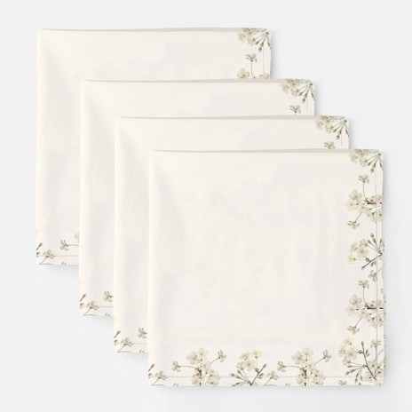 Șervet de masă din bumbac 45x45cm, set 4 bucăți, model YoYo cu flori de mar, decor festiv pentru masa de Paște