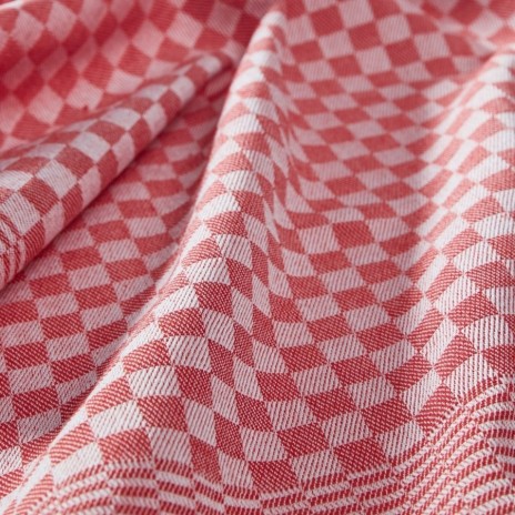 Set 10 prosoape bucatarie Lola rosu 40x60 cm bumbac si poliester, in patratele