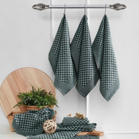 Set 10 prosoape bucatarie Lola verde 40x60 cm bumbac poliester