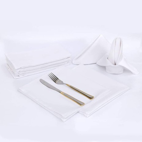 Set 10 servete de masa 40x40cm, bumbac 100% damasc plain, alb