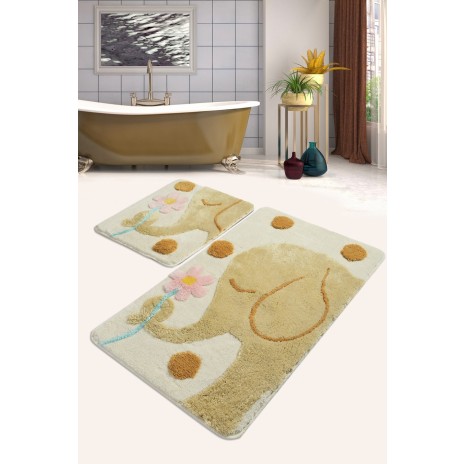 Set 2 covorase baie acril, Alessia Home, Buyuk Fil - Brown