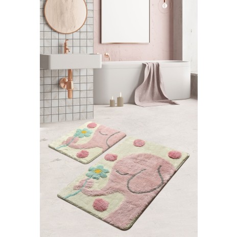 Set 2 covorase baie acril, Alessia Home, Buyuk Fil Pink